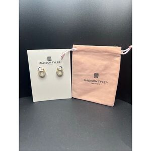 New Madison Tyler Jewellery Gold Tone Pave Rhinestone Huggie Hoop Earrings